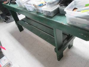 lot 77 image: 6ft long heavy duty painted wood narrow shop workbench