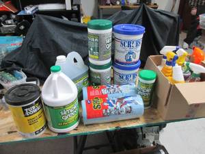 lot 98 image: Assortment of non-flamable cleaning wipes and liquid cleaners