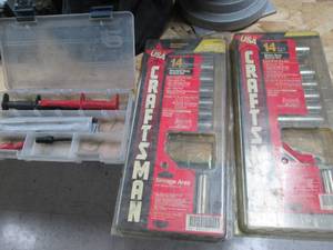 lot 109 image: Craftsman 14pc Metric 14 and 38 deep well socket set plus misc supplies