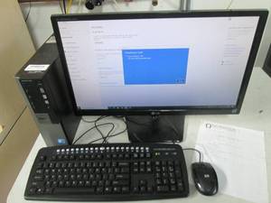 lot 182 image: Dell OptiPlex 960 tower, Dynex keyboard, hp mouse and LG wide screen monitor