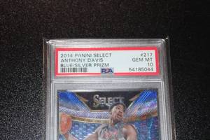 lot 10 image: 2014-15 Select BlueSilver Prizm Anthony Davis #217 PSA 10