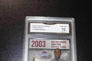 lot 27 image: 2003 LeBron James Rookie Phenoms Custom GMA 10 Read Description