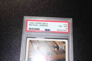 lot 36 image: 1992-93 Upper Deck Michael Jordan #23 PSA 8
