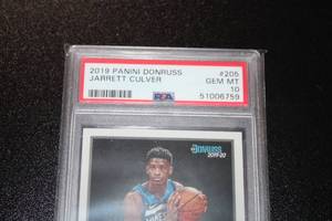 lot 38 image: 2019-20 Donruss Jarrett Culver #205 Rookie Card PSA 10