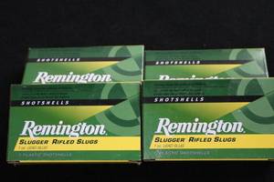 lot 52 image: Lot of (4 Boxes) Remington Slugger 12 Gauge 2-34 1oz Rifled Slug Plastic Shotshells 5-count ( 20 total items )