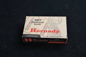 lot 67 image: Lot of (1 Box) Hornady SST 12 Gauge 2-34 300gr Rifled Barrel Shotgun Slug Cartridges 5-count ( 5 total items )