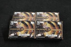 lot 109 image: Lot of (4 Boxes) Federal Truball 20 Gauge 2-34 34oz Rifled Slug Shotshells 5-count ( 20 total items )