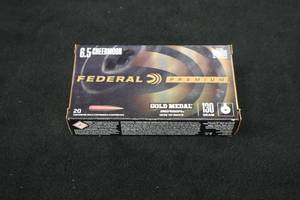 lot 135 image: Lot of (1 Box) Federal Gold Medal Berger Open Tip Match 6.5 Creedmoor 130gr Centerfire Rifle Cartridges 20-count ( 20 total items )