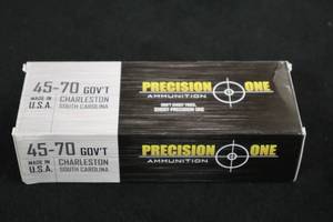 lot 144 image: Lot of (1 Box) Precision One 45-70 GOVT Cartridges 20-count ( 20 total items )