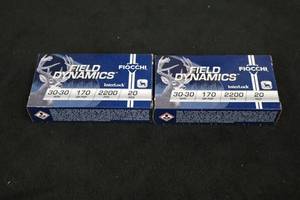 lot 151 image: Lot of (2 Boxes) Fiocchi Interlock Field Dynamics 30-30 Win 170gr Rounds 20-count ( 40 total items )