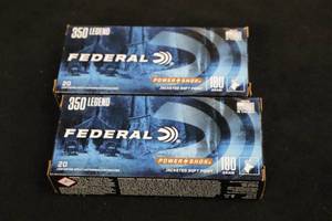 lot 153 image: Lot of (2 Boxes) Federal Power Shok 350 Legend 180gr Jacketed Soft Point Centerfire Rifle Cartridges 20-count ( 40 total items )