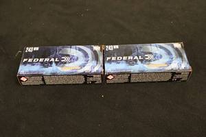 lot 163 image: Lot of (2 Boxes) Federal Power Shok 243 Win 100gr Jacketed Soft Point Centerfire Rifle Cartridges 20-count ( 40 total items )