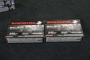 lot 167 image: Lot of (2 Boxes) Winchester Ballistic Silvertip Deer & Antelope 243 Win 95gr Polymer Tip Rifle Cartridges 20-count ( 40 total items )