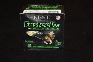 lot 14 image: Lot of (1 Box) Kent Fasteel 2.0 Precision Plated Steel Non-Toxic Waterfowl 12 Gauge 2-34 1-116oz Ultra High Performance Shotshells 25-count ( 25 total items )