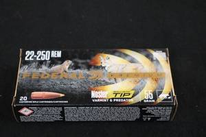lot 182 image: Lot of (1 Box) Federal Nosler Ballistic Tip Varmint & Predator 22-250 Rem 55gr Centerfire Rifle Cartridges 20-count ( 20 total items )