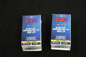 lot 269 image: Lot of (2 Boxes) CCi Quiet-22 22 Long Rifle 40gr Segmented Hollow Point Small Game Cartridges 50-count ( 100 total items )