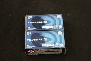 lot 272 image: Lot of (2 Boxes) Federal Champion 22 LR 40gr Solid Rimfire Cartridges 50-count ( 100 total items )