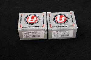 lot 315 image: Lot of (2 Boxes) Underwood Ammo 38 Special 150gr Wadcutter Rounds 20-count ( 40 total items )