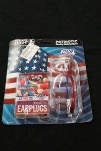 lot 377 image: Howard Leight by Honeywell Super Leight 33NRR Patriotic theme Shooting Safety Combo Kit - Earplugs, Glasses