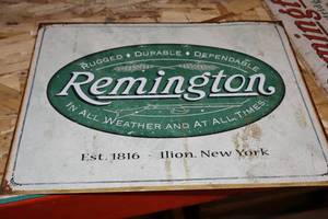 lot 501 image: Remington Est. 1816 Ilion New York logo Metal Sign