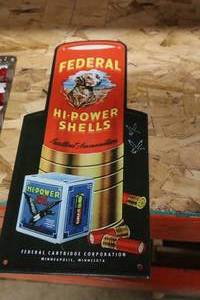 lot 498 image: Federal Hi-Power Shells logo Metal Sign