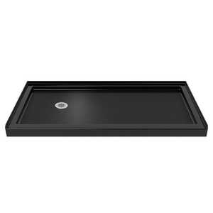 lot 114 image: DreamLine SlimLine 60 in. x 30 in. Single Threshold Alcove Shower Pan Base in Black with Left Hand Drain