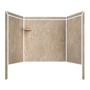 lot 123 image: FlexStone Elite 32 in. x 60 in. x 60 in. 9-Piece Easy Up Adhesive Tub Surround in Alaskan Ivory