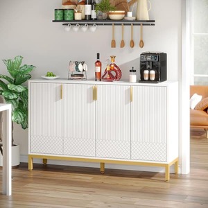 lot 136 image: TRIBESIGNS WAY TO ORIGIN Alan White Wood 59 in. Sideboard Buffet with 4 Doors, Accent Storage Cabinet for Home Kitchen Dining Room