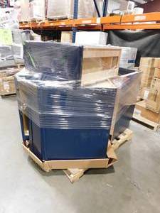 lot 23 image: (3) Blue Kitchen Cabinet Lot Shaker Assembled