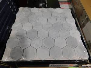 lot 39 image: MSI Carrara White Hexagon 12 in. x 12 in. x 8mm Honed Marble Mesh Mounted Mosaic Tile (88 sq. ft.)