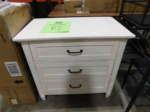 lot 82 image: Home Decorators Collection Bonawick Ivory 3-Drawer Nightstand (30 in. H x 32 in. W x 19 in. D)
