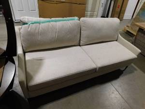 lot 91 image: MODWAY Corland 74 in. Slope Arm Upholstered Fabric Sofa in Beige