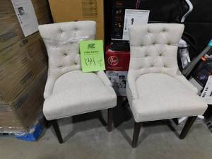 lot 134 image: StyleWell Bakerford Biscuit Beige Upholstered Dining Chair with Tufted Back (Set of 2)