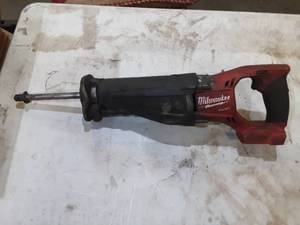 lot 25 image: Milwaukee M18 fuel sawzall reciprocating saw with auto glass cutout conversion.
