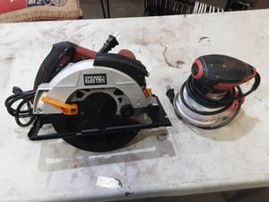 lot 39 image: NEW chicago electric 7-14 circular saw (no blade) and Bauer 5 palm sander