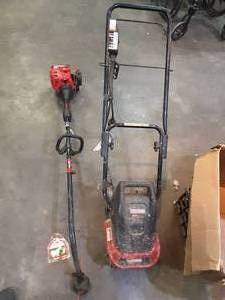 lot 46 image: Craftsman electric mini tiller and 25cc string trimmer