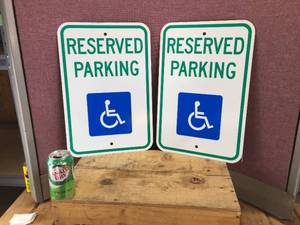 Pair Reserved Parking Handicap Metal Sign