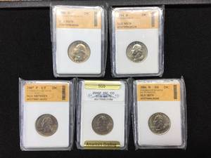5 SGS MS70 Washington Quarters
