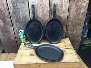 3 Vintage Lodge OS Oval Fajita Skillets