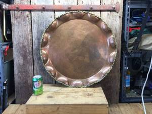 Vintage Large CopperBrass Pie-crust Platter