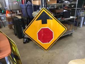 Large STOP Ahead Metal Sign