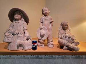 lot 10 image: A set of 3 Signed Clay Sculptures D. Crowley & Daze
