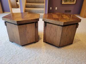 lot 23 image: 1960s70s Mid Century Lane Brutalist Hexagon End TableNightstands.