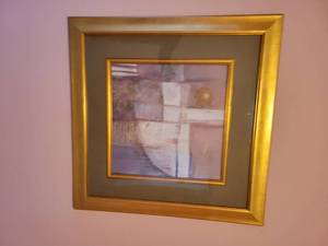 lot 46 image: Large Colorful Contemporary Gold Framed Print.