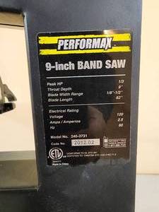 lot 7 image: Performax 9 in. Workbench Top Band Saw with (5) Assorted Blades
