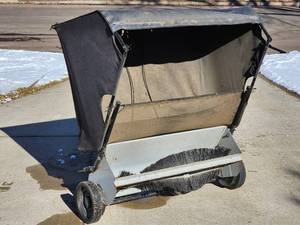 lot 51 image: Ohio Steel Pull Behind Lawn Tractor Lawn Sweeper Attachment