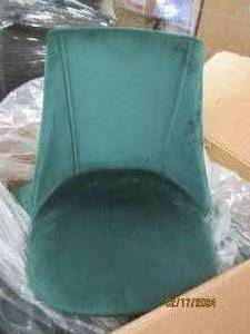 8 green chairs may be missing some legs