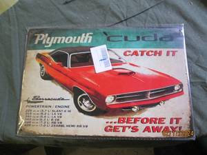 plymouth cude metal sign new