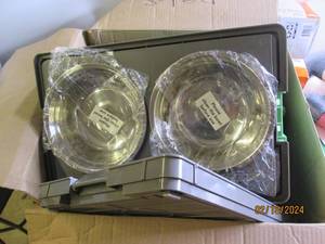 box of animal feeding bowls...
