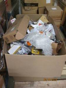 half pallet box full of plumbing, towel bars , kitchen , drains and much more